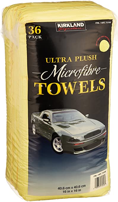 Kirkland Signature Ultra High Pile Premium Microfiber Towels, 36 Count (Pack of 1), Yellow - 713160