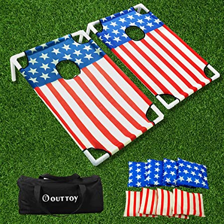 OTTARO Collapsible Cornhole Toss Game Set with 8 Bean Bags and Travel Carrying Case, Portable PVC Framed Outdoor Indoor Corn Hole Game for Adult and Kids, 3ft x 2ft