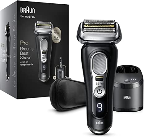 Braun Electric Razor for Men, Series 9 Pro 9460cc Wet & Dry Electric Foil Shaver with ProLift Beard Trimmer, Cleaning & Charging SmartCare Center, Atelier Black