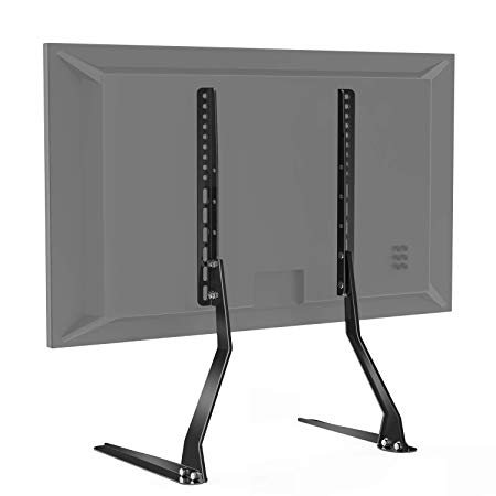 PERLESMITH Universal TV Table Top Stand for 37 - 70 Inch Flat Screen, LCD TVs Premium Height Adjustable Leg Holds up to 110lbs, VESA up to 600x400mm,Black