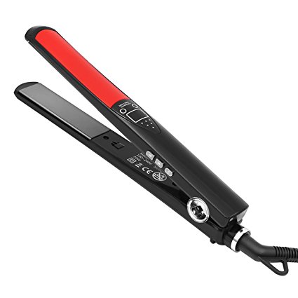 Hippih Professional Flat Iron Hair Straightener (Negative Ionic Technology) with 2 Salon Clips, 1-Inch, Black