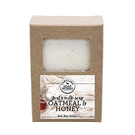 Carolina Soap Works – Oatmeal Honey Goat’s Milk Soap, All-natural Handmade, Organic, Artisanal Soap, Great for Dry Skin and Eczema 5 oz (single)