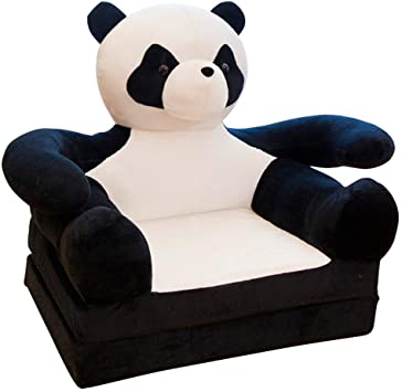 Olpchee Plush Foldable Children's Sofa Backrest Chair Cute Cartoon Animal Sweet Seats Bean Bag Armchair for Playroom Bedroom (Panda)