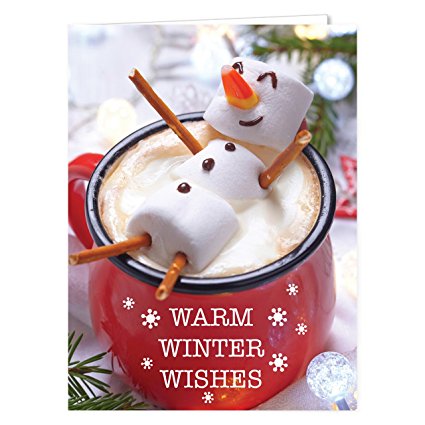 Cocoa Snowman Holiday Card Pack - Set of 25 cards - 1 design, versed inside with envelopes (54099)