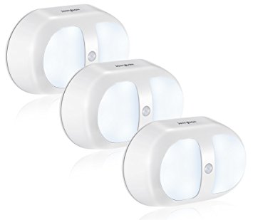 Jerrybox 10 LED Battery Operated Night Light with Dual Motion Sensor, Three Packs Set