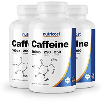 Nutricost Caffeine Pills 100mg Per Serving, 250 Capsules (3 Bottles)