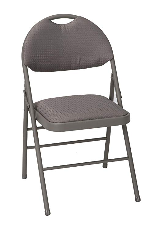 COSCO Commercial Comfort Back Fabric Folding Chair with Handle Hole, 4 pack