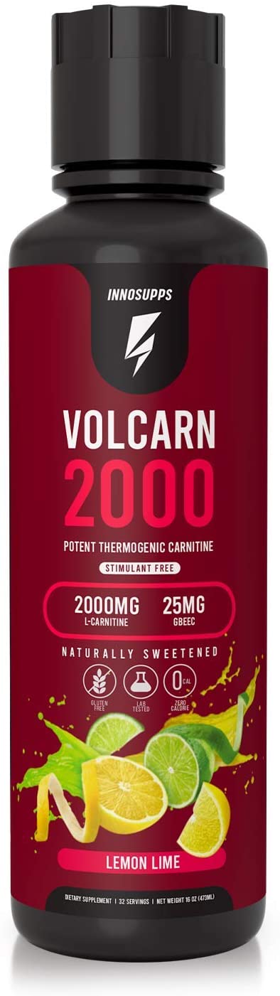 InnoSupps Volcarn 2000 - Liquid L-Carnitine, Boost Energy, Caffeine Free, No Artificial Sweeteners, 32 Servings (Lemon Lime)