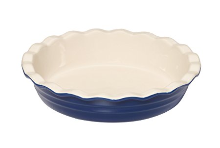Baker's Advantage Ceramic Deep Pie Dish, 9-1/2-Inch, Blue