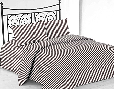 United Linens printed striped 4 piece sheet sets Brushed Microfiber 1800 Bedding - Wrinkle, Fade, Stain Resistant - Hypoallergenic - 4 Piece (King, brown)