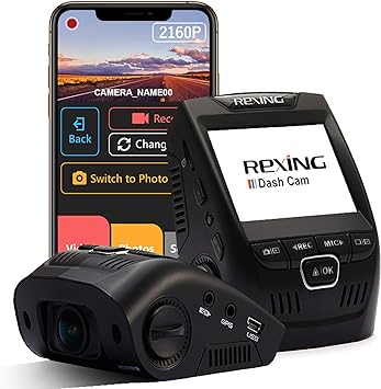 Rexing V1-4K Ultra HD Car Dash Cam 2.4" LCD Screen, Wi-Fi, 170° Wide Angle Dashboard Camera Recorder with G-Sensor, WDR, Loop Recording, Supercapacitor, Mobile App, 256GB Supported