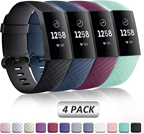 Vancle Bands Compatible with Fitbit Charge 4 / Charge 3 / Charge 3 SE Bands, Classic Soft Replacement Wristband Sport Strap for Fitbit Charge 4 and Charge 3 Charge 3 SE Fitness Activity Tracker Women Men Small Large