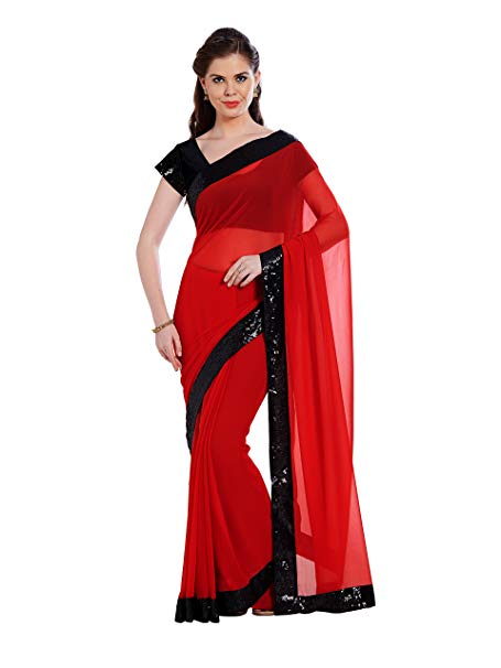 Viva N Diva Saree for Women's Red Color Georgette Saree