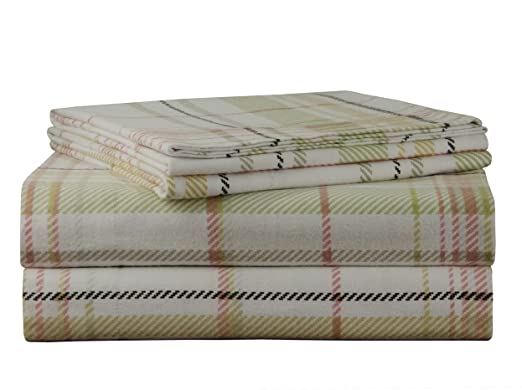 Pointehaven 170 GSM Flannel Sheet Set, King, Printed, Tristan