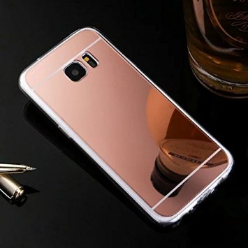 Galaxy S6 Edge Case,HAOTP(TM) Beauty Luxury Trendy Glitter Vibrant Cute Fashion Hybrid Soft TPU Mirror Cover Case for Samsung Galaxy S6 Edge (Rose Gold)