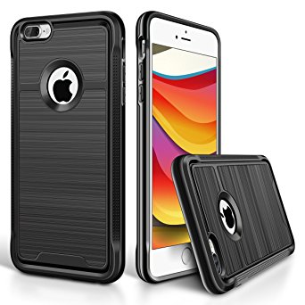 iPhone 7 Plus Case, HoneyAKE [Rugged Armor] Premium Hybrid Impact Shock Absorption Dual Layer Slim Protective Cases for iPhone 7 Plus 2016 - Black