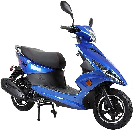 X-PRO 150cc Adult Moped Street Gas Moped with 10" Aluminum Wheels! Assembled in Crate! (Blue)