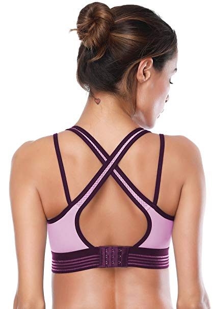 BESTENA Sports Bra, Cross Back High Impact Padded Workout Bras for Women Running and Yoga