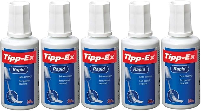 Tipp-Ex Rapid Correction Fluid Tippex Bottles Fast Dry With Brush 20ml (5 Bottles)