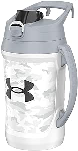 Under Armour Sports Water Jug, 64oz Insulated Water Bottle w/Handle, Half Gallon, Fence Hook, Leak Resistant, Baseball, Football & More