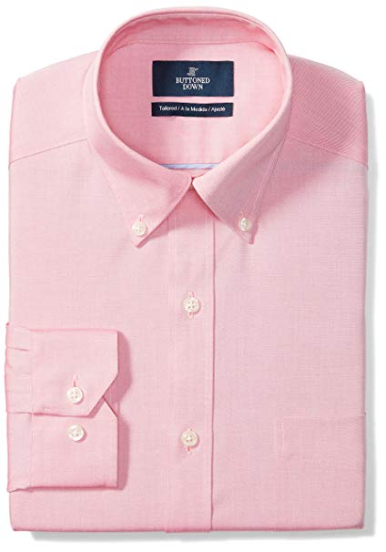 BUTTONED DOWN Men's Tailored Fit Button-Collar Solid Non-Iron Dress Shirt