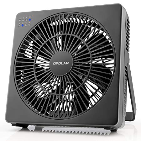 OPOLAR 8 Inch Desk Fan(Included Adapter), USB Operated, 4 Speeds Natural Wind, Timer, Quiet Operation, Seven Blades, Adjustable Angle, Desktop Personal Cooling Box Fan for Office, Living Room, Bedroom