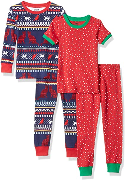 Amazon Brand - Spotted Zebra Girl's Snug-Fit Cotton Pajamas Sleepwear Sets