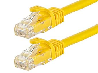 Monoprice Cat6 6in Yellow Patch Cable UTP 24AWG 550MHz Pure Bare Copper Snagless RJ45 Flexboot Series Ethernet Cable