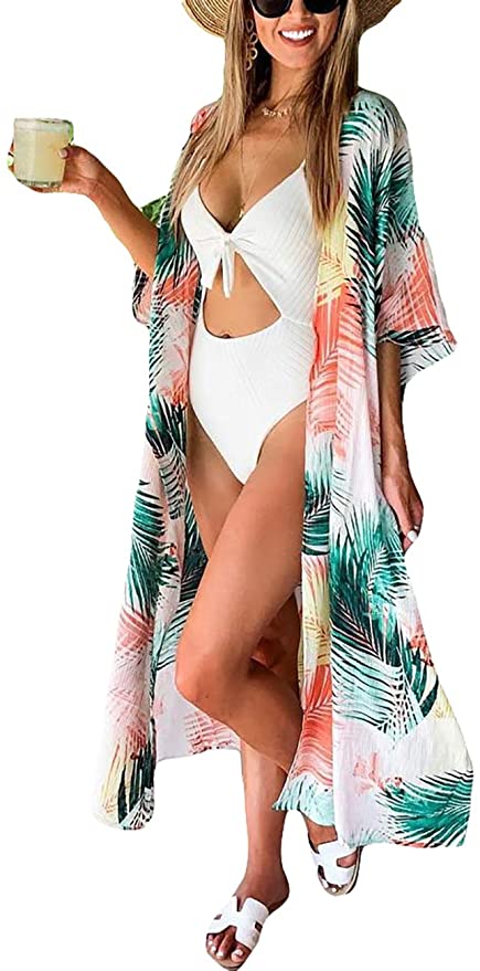 Bsubseach Womens Chiffon/Rayon Beach Blouses Kimono Cardigan Long Bikini Cover Up