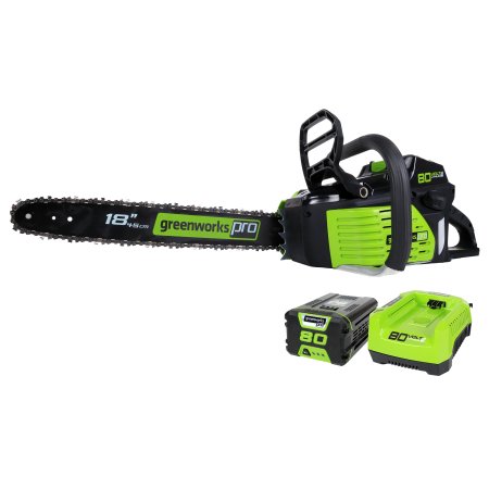 GreenWorks GCS80420 80V 18-Inch Cordless Chainsaw includes 20AH Li-Ion Battery and Charger