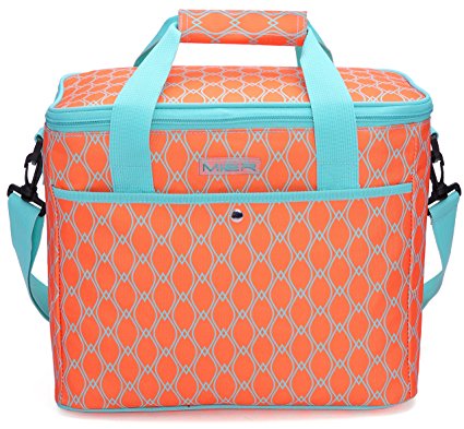 MIER 18L Large Soft Cooler Insulated Picnic Bag for Grocery, Camping, Car, Bright Orange Color