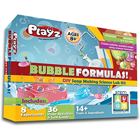 Playz Scented Soap Making Science Lab Kit with Chemistry Bubble Formulas! - 8  STEM Experiments, 36 Page Laboratory Guide, and 14  Tools & Ingredients for Girls, Boys, Teenagers, & Kids