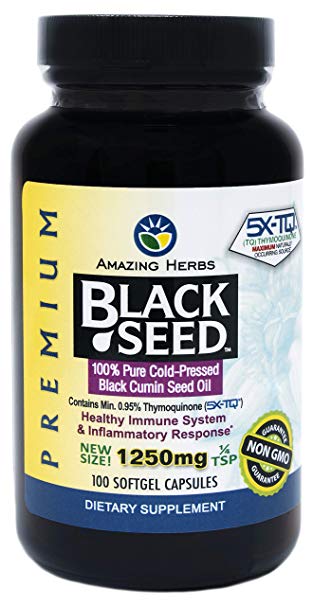 Amazing Herbs Premium Black Seed Oil 1250mg, 100 softgels