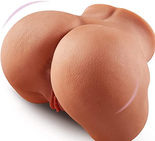 5.9LB Brown Male Masturbator, Pussy Ass Masturbator with Realistic Grainy Skin Butt and Tight Vaginal Anal, Lifelike Womb Design Realistic Pocket Pussy Male Sex Toy for Men Masturbation