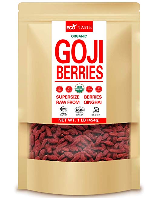 Organic Goji Berries 16oz, 100% Raw and Sun Dried, Extra Large Berries Non GMO