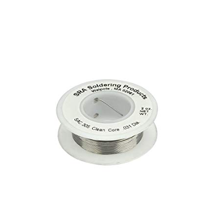 Lead Free No-Clean Flux Core Silver Solder, SAC305 .031-Inch, 2 Ounce Spool