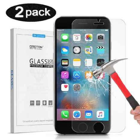 OMOTON 3D Touch Compatible - Tempered Glass Screen Protector with 9H Hardness Premium Crystal Clarity Scratch-Resistant for Apple iPhone 6S 47 Inch - 2 Pack