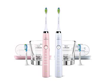 Philips Sonicare Diamond Clean Rechargeable Toothbrush for complete oral care 2-pack Handles Pink/White Edition