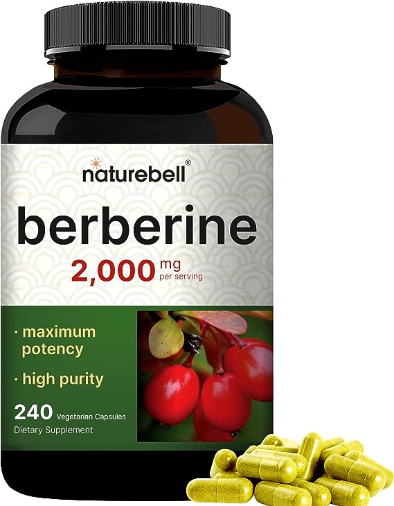 Maximum Strength Berberine Supplement 2,000mg Per Serving | 240 Veggie Capsules, 97% Pure Berberine HCL – Healthy Glucose Metabolism & Immune Support – Plant Based, Vegan, Non-GMO