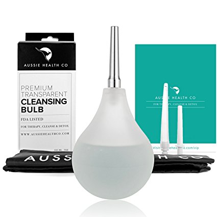 Clear & Cleanable(TM) 7oz Enema Bulb Anal Douche Kit (Non-Toxic - BPA & Phthalates Free) For Home Water   Coffee Colon Cleansing, Detox and Constipation Relief