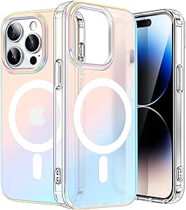 JETech Iridescent Case for iPhone 14 Pro Max 6.7-Inch Compatible with MagSafe, Cute Unique and Aesthetic Design, Colorful Fluorescent Translucent Back Shockproof Phone Cover (Iridescent)