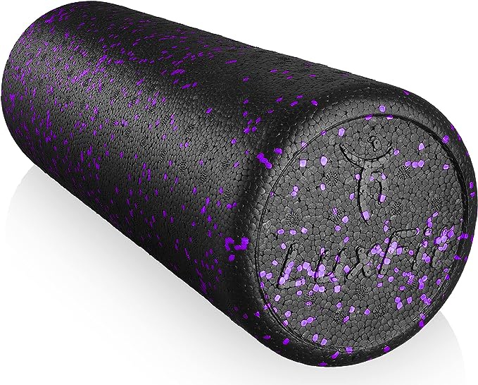 LuxFit Extra Firm Speckled Foam Roller with Online Instructional Video (Purple, 12-Inch)