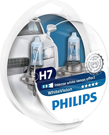Philips WhiteVision Xenon effect H7 Headlight Bulb 12972WHVSM, Twin Pack