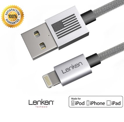 Lenken® [Apple MFi Certified] 3.3 feet Lightning to USB Data Sync & Charging Cable for iPhone 6s 6 Plus 5s 5c 5, iPad Pro, Air & mini, iPod Nano & Touch - Heavy Duty & Fast Charging w/Full Metal Housing and Braided Cord.