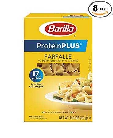 Barilla ProteinPLUS Multigrain Farfalle Pasta, Bowtie Pasta, 14.5 Ounce (Pack of 8)