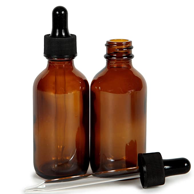 Vivaplex, Amber, 2 oz Glass Bottles, with Glass Eye Droppers - 2 pack