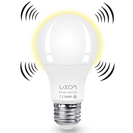 Motion Sensor Light Bulb 7W A19 Radar Motion Detector Light Dusk to Dawn 70W Equivalent Smart Led Bulbs Lamp Lighting Indoor Outdoor Motion Sensor Bulb Auto On/Off E26 Base Soft White 2700K by LUXON