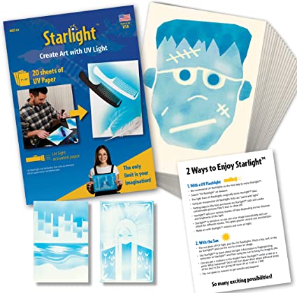 StarLight Sun Sensitive Paper Art Print for Kids - Sunprint Solar Kit - Cyanotype Printing Kits - UV Crafts Papers Set