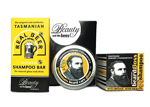 Beard Care Kit Gift Set with Beard Gloss, Beard Shampoo and Beer Shampoo for Hair | 100% Natural & Chemical Free | Kunzea & Essential Oils for Healthy Beard | Handmade in Tasmania Australia