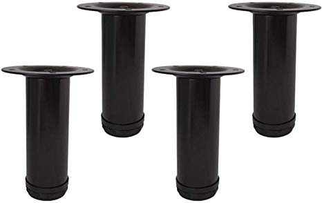 QLLY 6 inch Adjustable Metal Furniture Legs, Replacement Leg for Sofa Couch Chair Ottoman Cabinet, Set of 4 (Black)